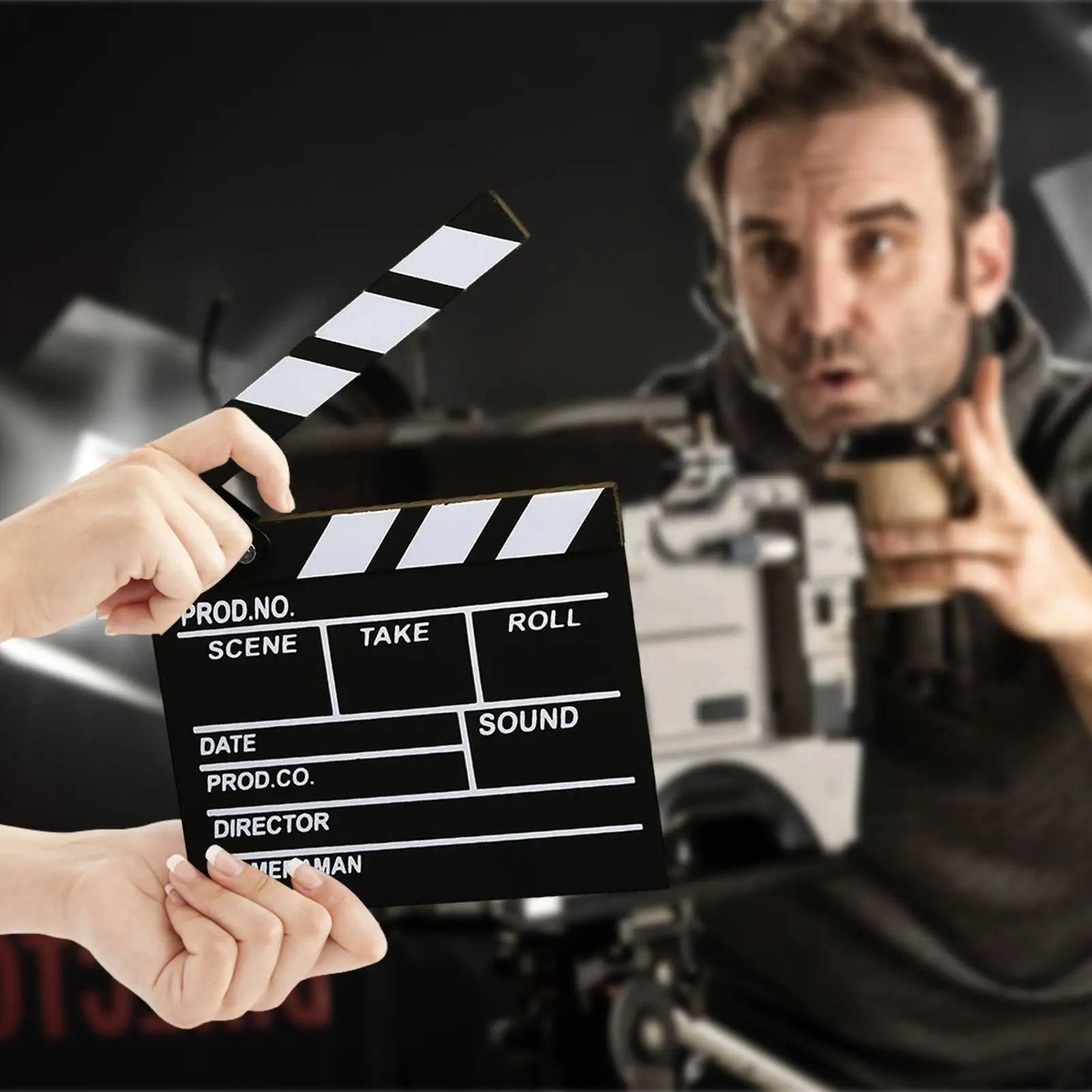 Acrylic Colorful Clapperboard Clapper Board Dry Erase Director Cut TV Movie Film Action Slate Clap Handmade Cut Prop