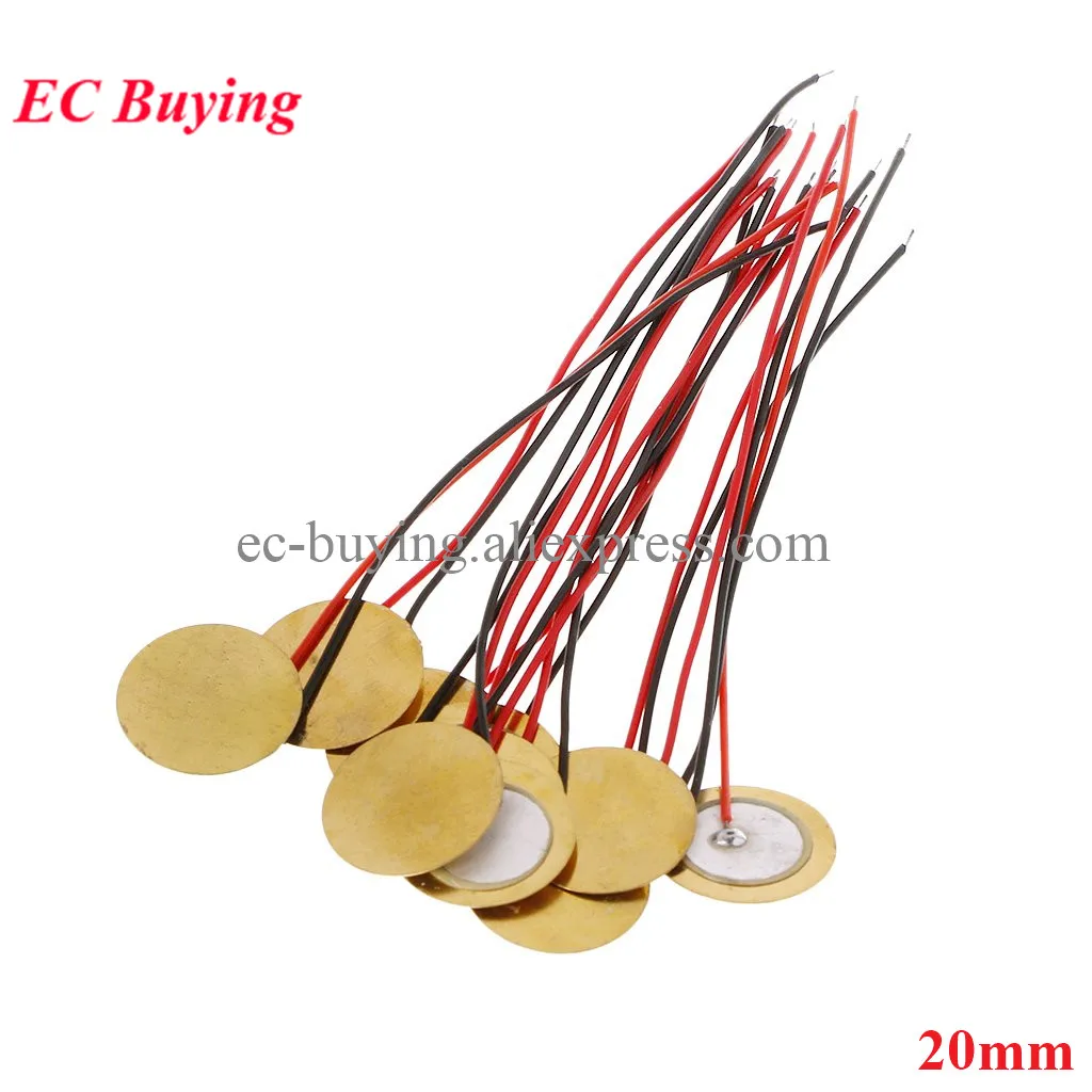 10 pçs/lote 20mm Piezoelétrico Piezo Cerâmica Placa de Wafer Dia 20 mm Para Buzzer Alto-falante DIY Alto-falante Eletrônico