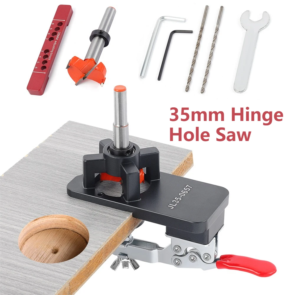

Woodworking 35mm Hinge Hole Opener Cabinet Door Hinge Hole Locator Hinge Drilling &installation Tool Margin 3/4/5/6mm Adjustable