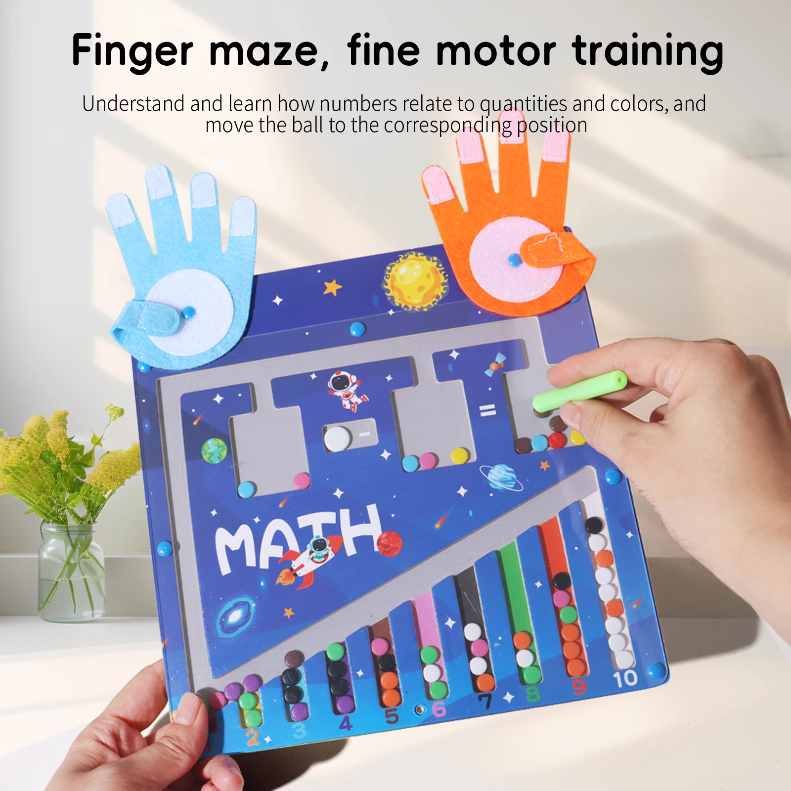 Drewniana Tablica do Rysowania Liczb, Labirynt, Zabawki Edukacyjne, Nauka Matematyki, Operacje Dodawania i Odejmowania, Tablica do Dopasowywania Poznawczych