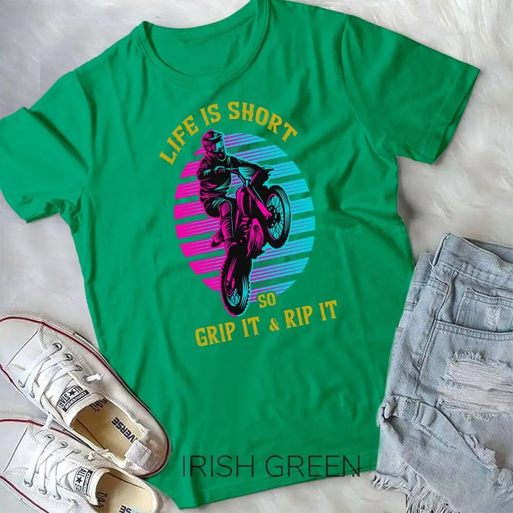 Life Is Short So Grip It & Rip It Vintage Biker Motocross Unisex T-shirt