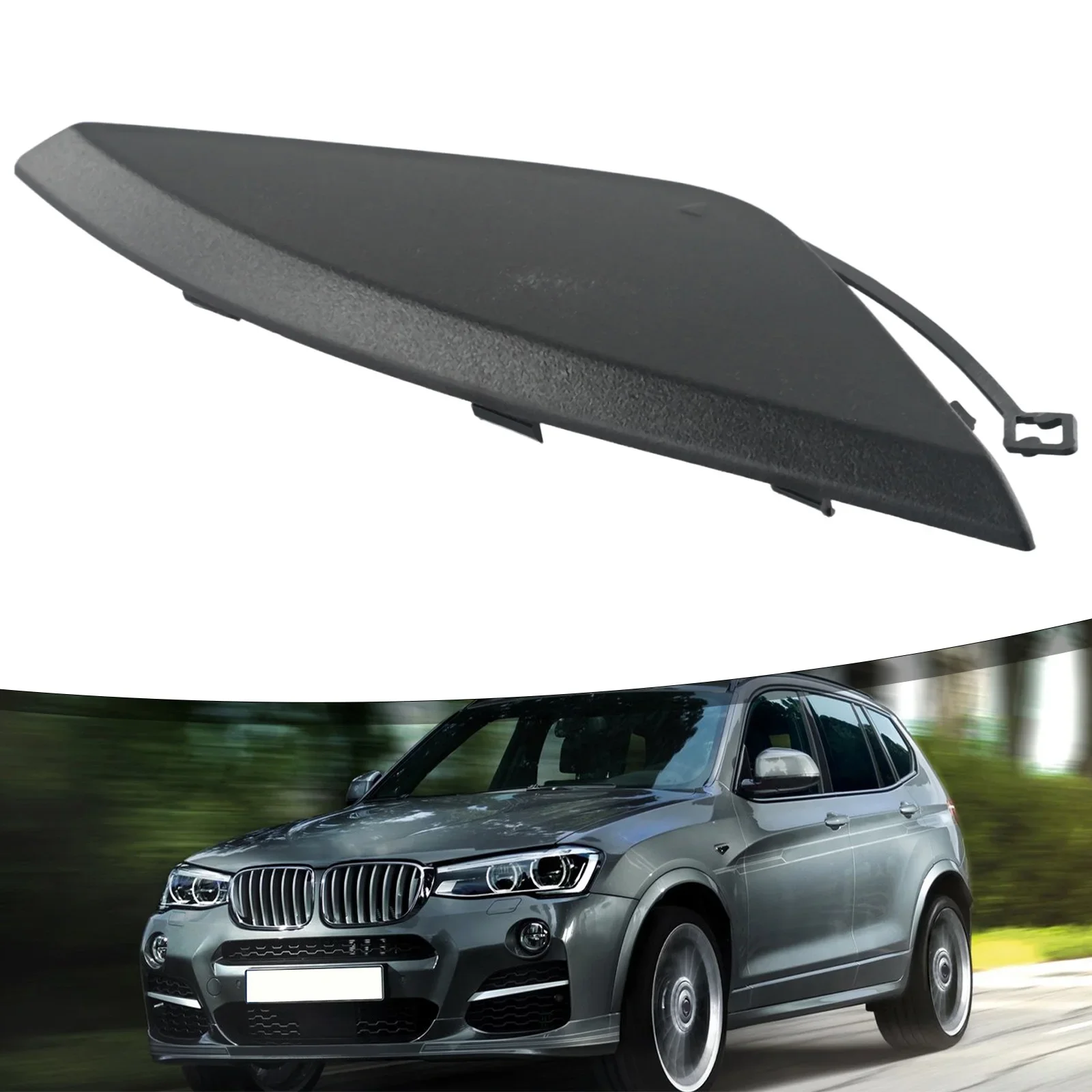1x Front Bumper Tow Hook Cover Tow Eye Cap Fits For BMW F25 X3 2015-2017 #51117338474 Primed Black ABS Plastic Exterior Parts