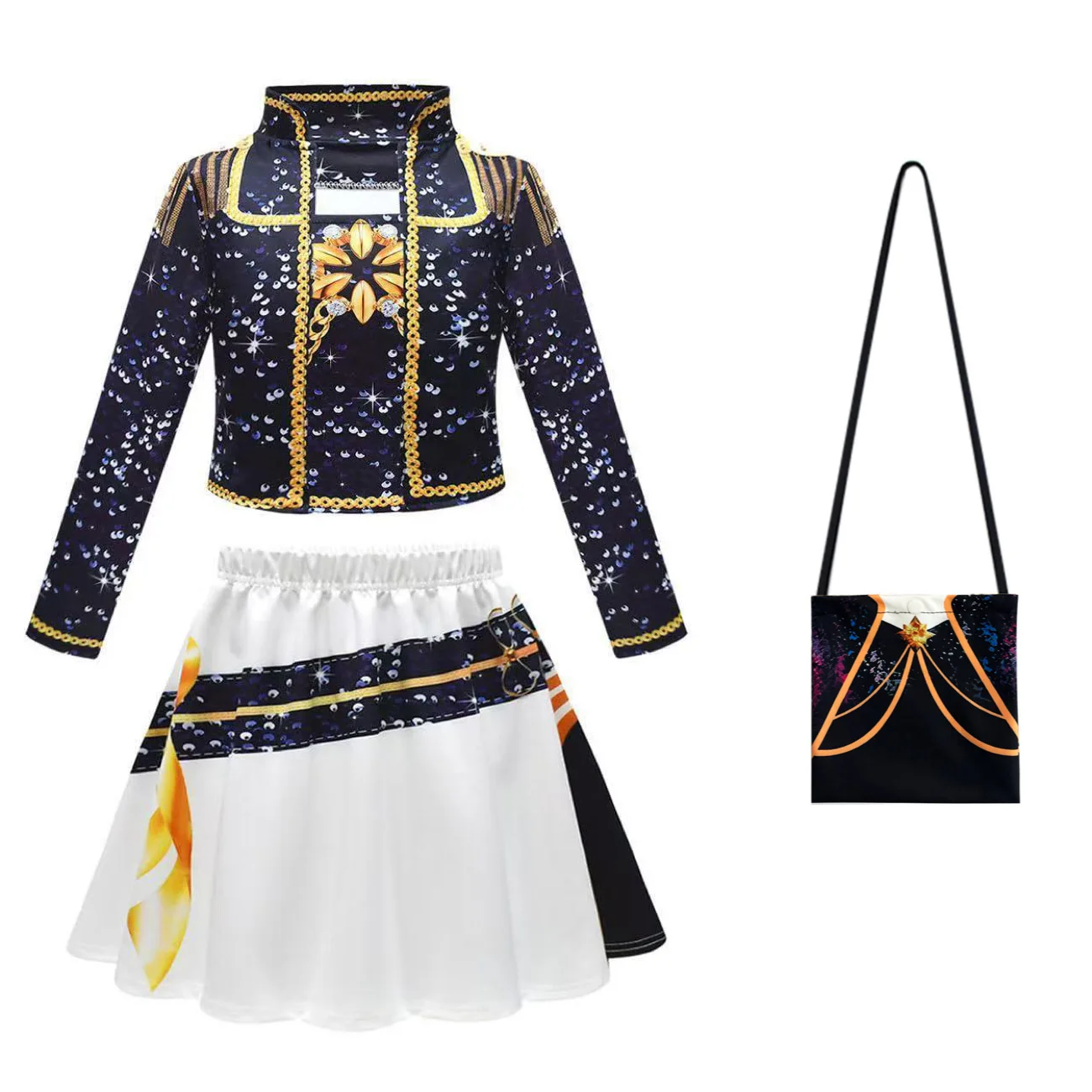 

Концертные комплекты Mira для детей K-Pop, карнавальный костюм ведьмы Hunter, костюм на Хэллоуин, топ + юбка + куртка + сумка, 4 шт., платье на день рождения для девочек