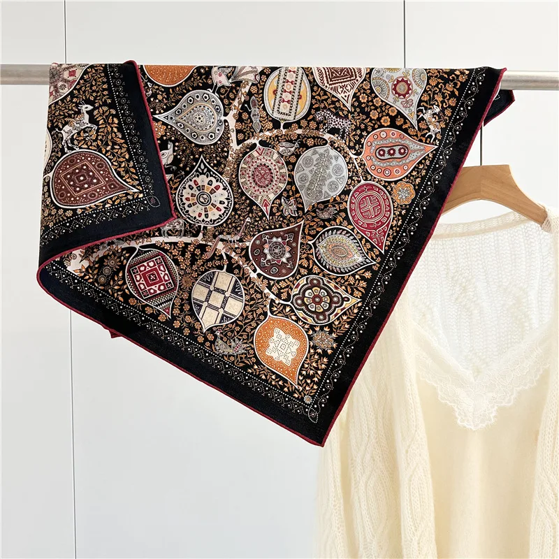

Winter Small Scarf Silk Wool Square Neck Bandanas Luxury Designers Herms Rolled Shawls Warm Soft Scarves Christmas Gift 65CM