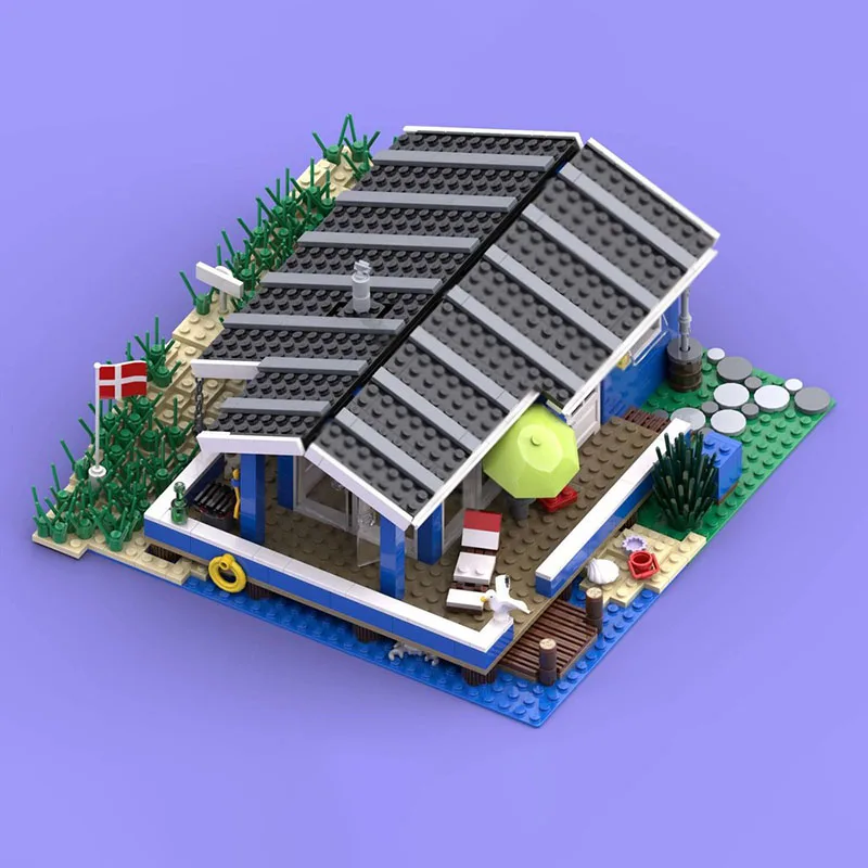 Moc قوالب بناء وحدات المنزل الصيفي الدنماركي/الكوخ/المقصورة نموذج التكنولوجيا كتل عيد الميلاد لتقوم بها بنفسك لعبة هدايا البناء #5