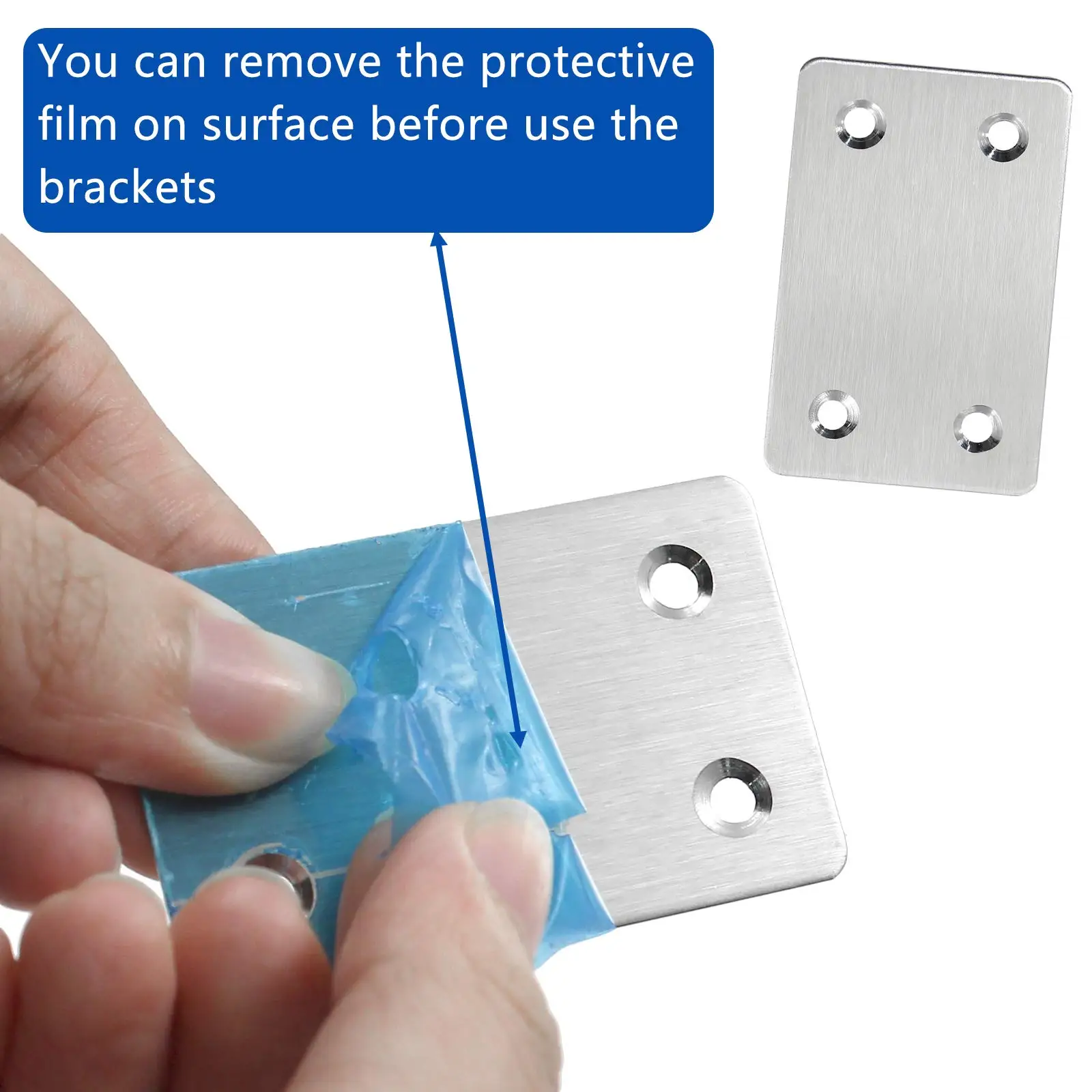 10PCS Stainless Steel Right Angle Bracket, Straight Four Hole Fixed Angle Bracket, Furniture Fasteners, Wood, Shelves, Cabinets, image 4