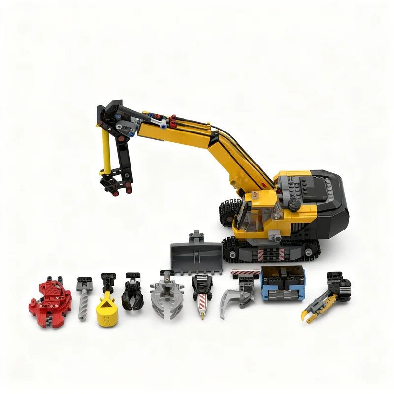 

329pcs MOC City Yellow Construction Excavator MOD Extra Tools Model Building Blocks Architecture Toys Christmas Gifts Education
