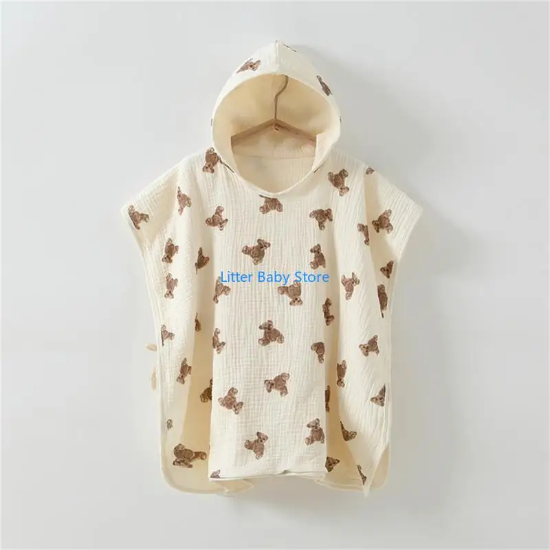 N80C Handuk Mandi Bertudung Bayi Baru Lahir Handuk Mandi Penyerap Tinggi Lembut 0-2Y Jubah Mandi Cetak Bayi Hadiah Mandi Selimut