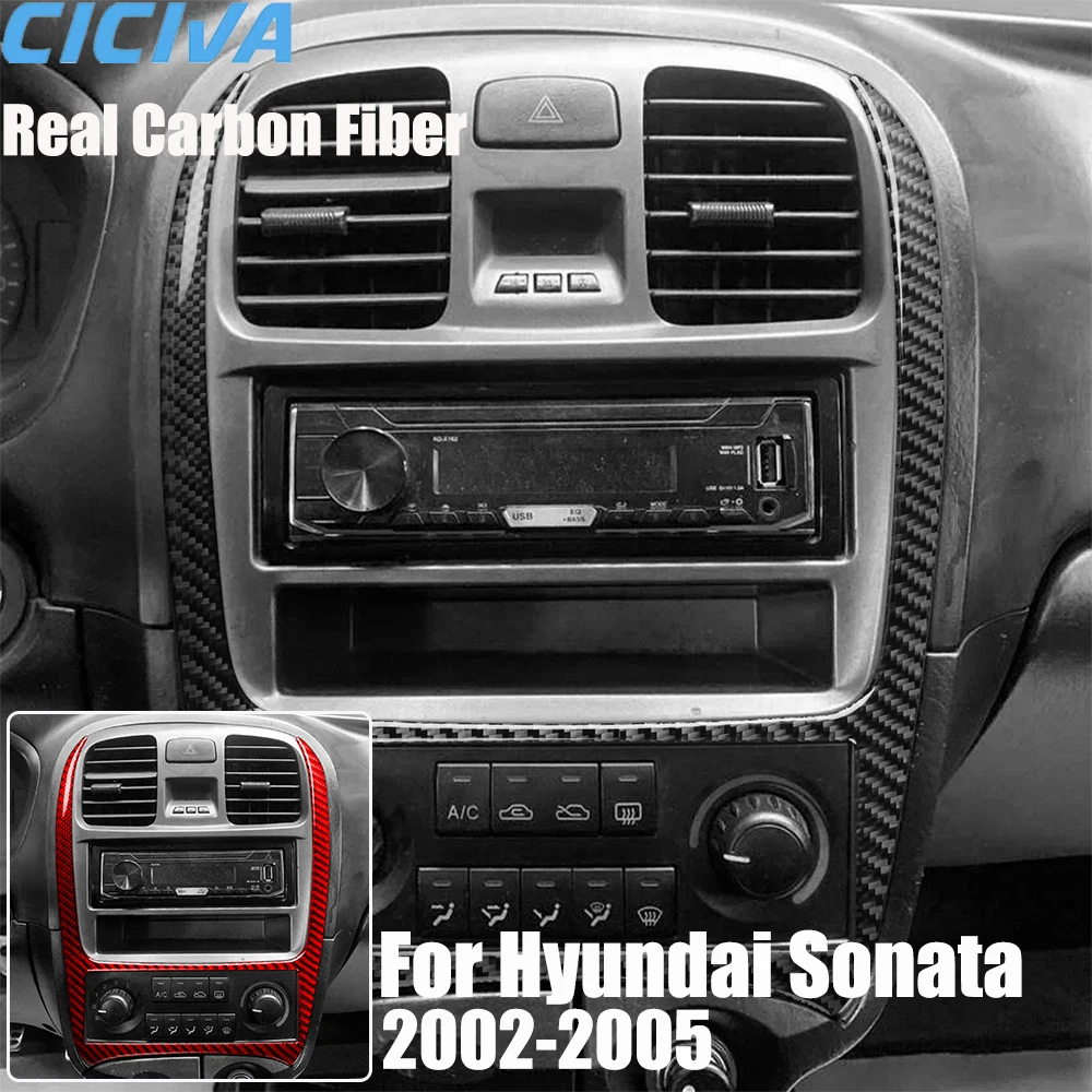

Real Carbon Fiber Car Accessories Radio Panel Frame Trim Cover Soft Sticker For Hyundai Sonata 5th Gen EF 2002 2003 2004 2005