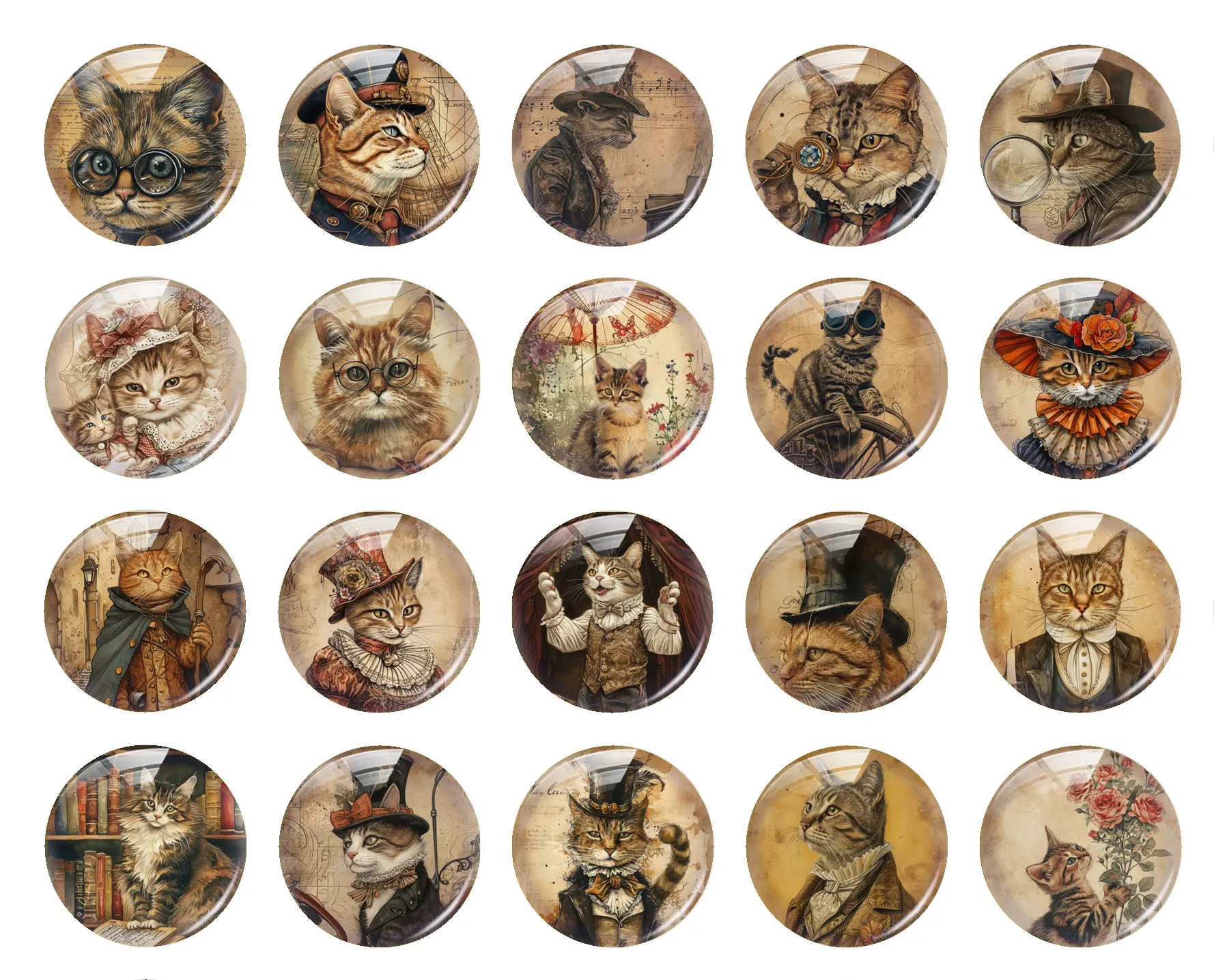 Handmade Steampunk Cat Kitty Photo Glass Cabochon Flatback Demo Flat Back Cameo For Diy Jewelry Making Supplies Accessories