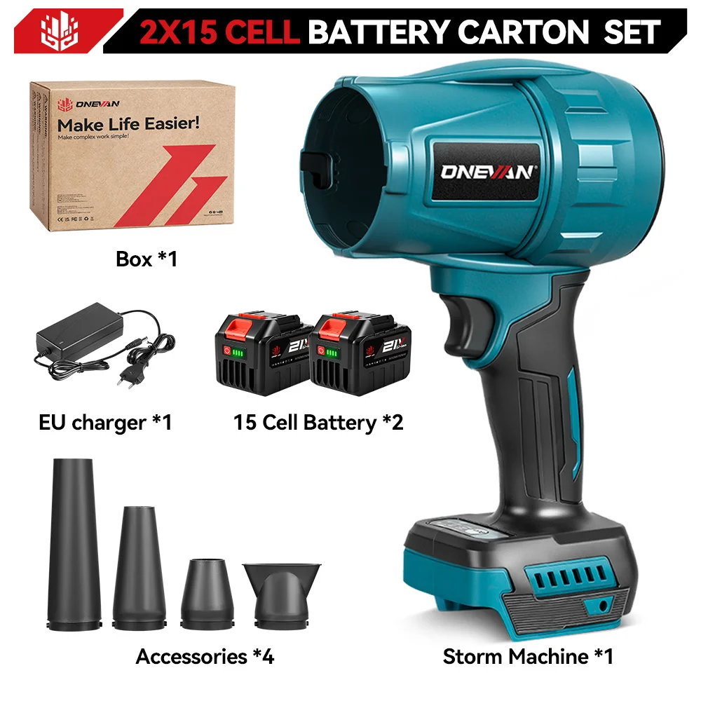 ONEVAN 3500 W Bürstenlosen Elektrischen Turbo Gebläse Cordless Handheld High Power Gebläse Schnee Staub Blasen Für Makita 18 V Batterie pin