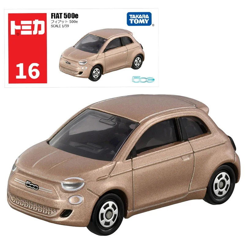 Takara Tomy Tomica No.16 Fiat 500e Car 1:64 Car Model Reproduction Series Children Christmas Gift Boys and Girls Toys