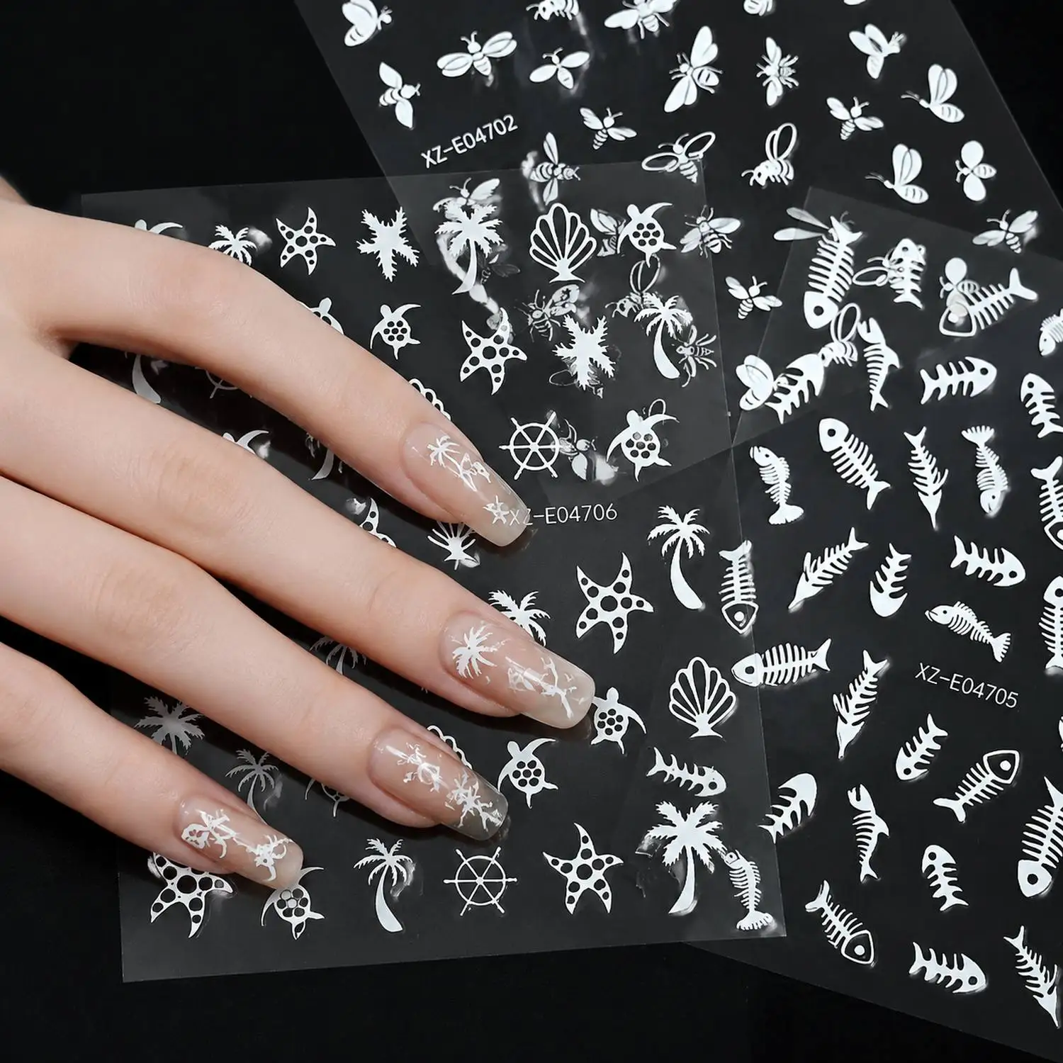 6Pcs Edgy Cool Elements Silvery Nail Sticker Glossy Reflective Effect Silvery Nail Decal Fashion Forward Silvery Nail Slider