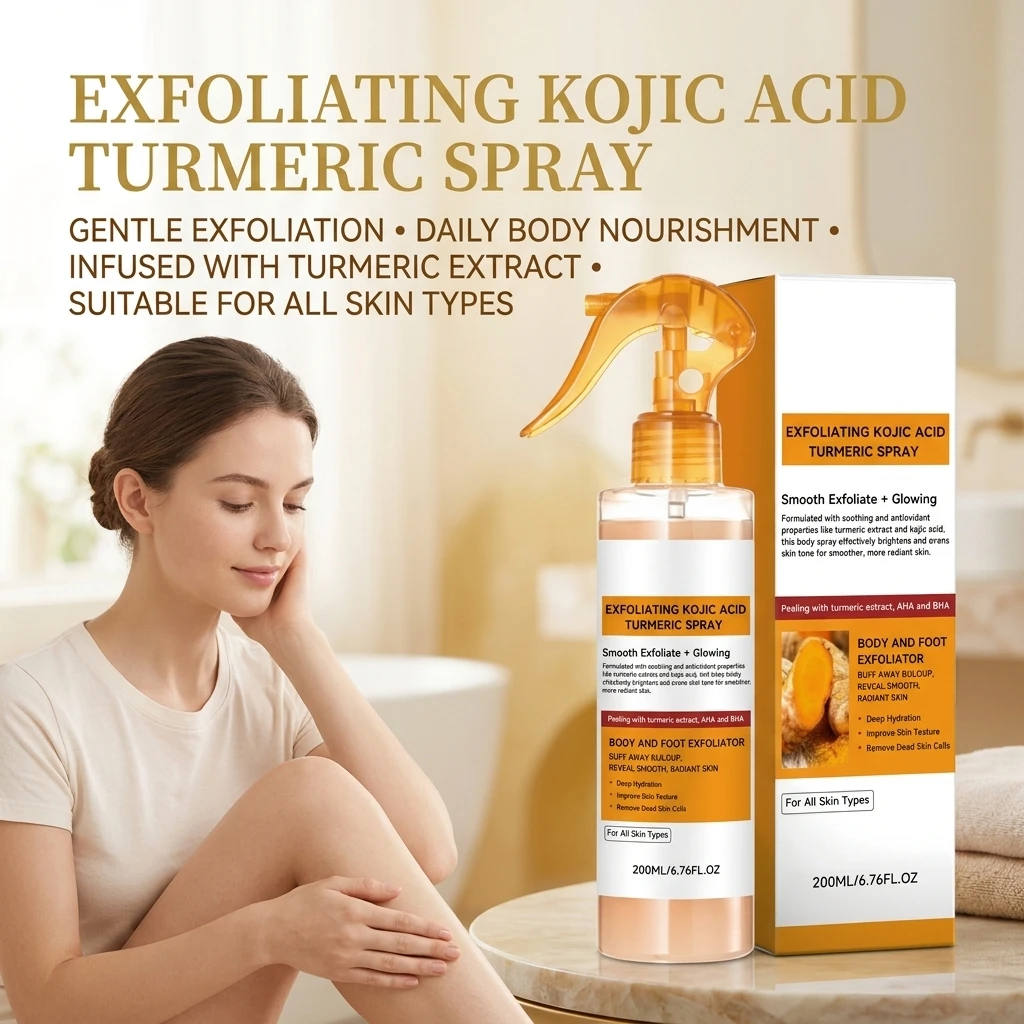 Exfoliating Turmeric Body Foot Spray Removing Dead Skin Even Skin Tone Improve Skin Texture Hydrating Smoothing Body Care Mist