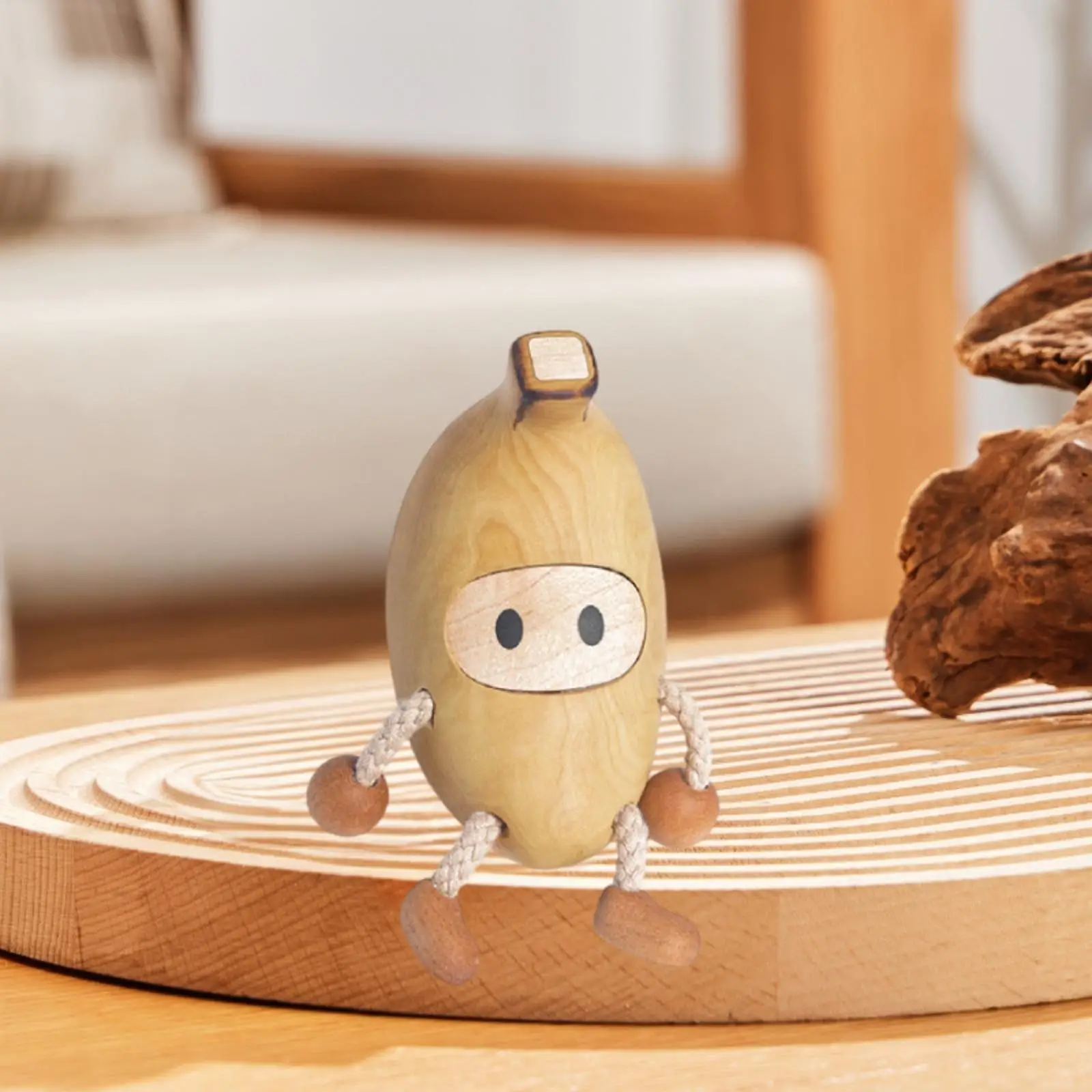 

Fruit Figurine Doll Sculpture Bedroom Bookshelf Yard Wooden Banana Statue