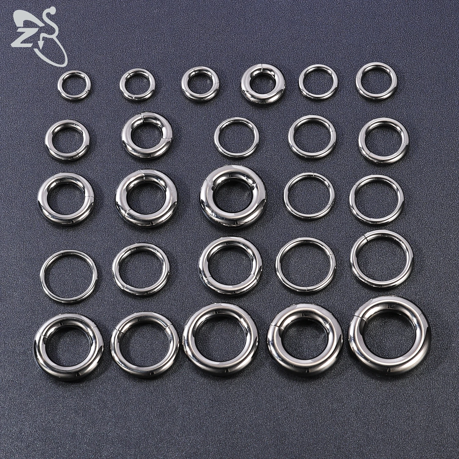 ZS 1 PC F136 G23 Titanium Hoop Septum Ring 2-12G Round Large Gauge Earring 8-16MM 2 Colors Ear Expander Flesh Stretcher Jewelry
