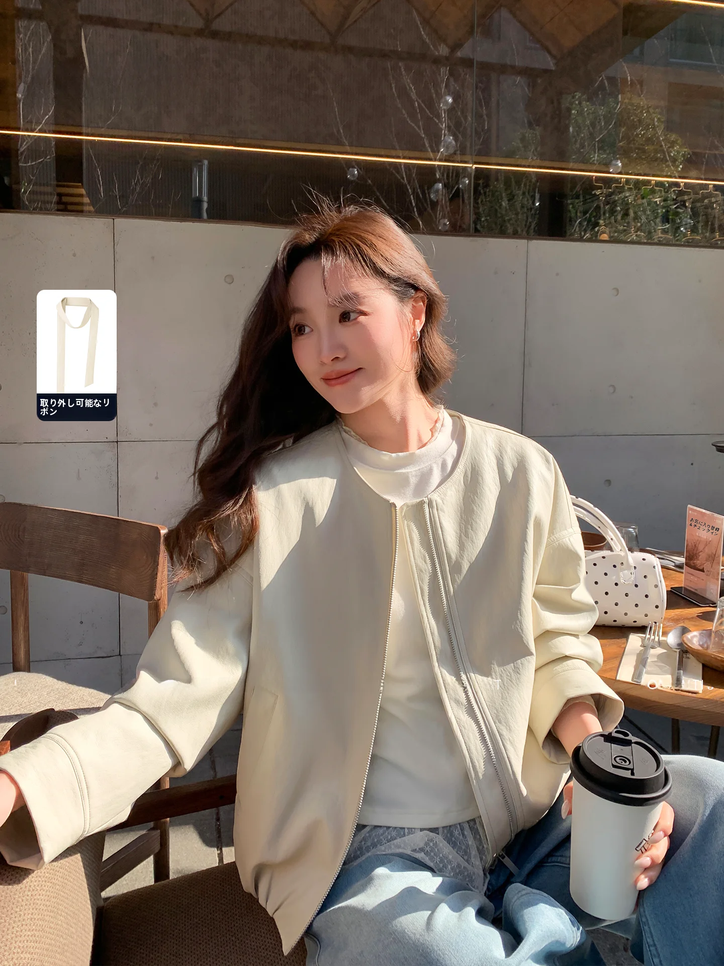 

Новая женская свободная куртка из искусственной кожи с круглым вырезом, короткая, на молнии, в корейском стиле, белая, с эффектом омоложения