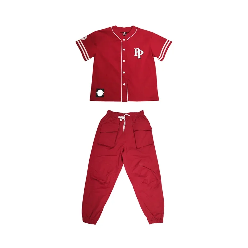 Modern Jazz Dance Hiphop Practice Clothes Festival Outfits Hip Hop Dance Clothes For Kids Red Outfits Jazz Street Dance Wear