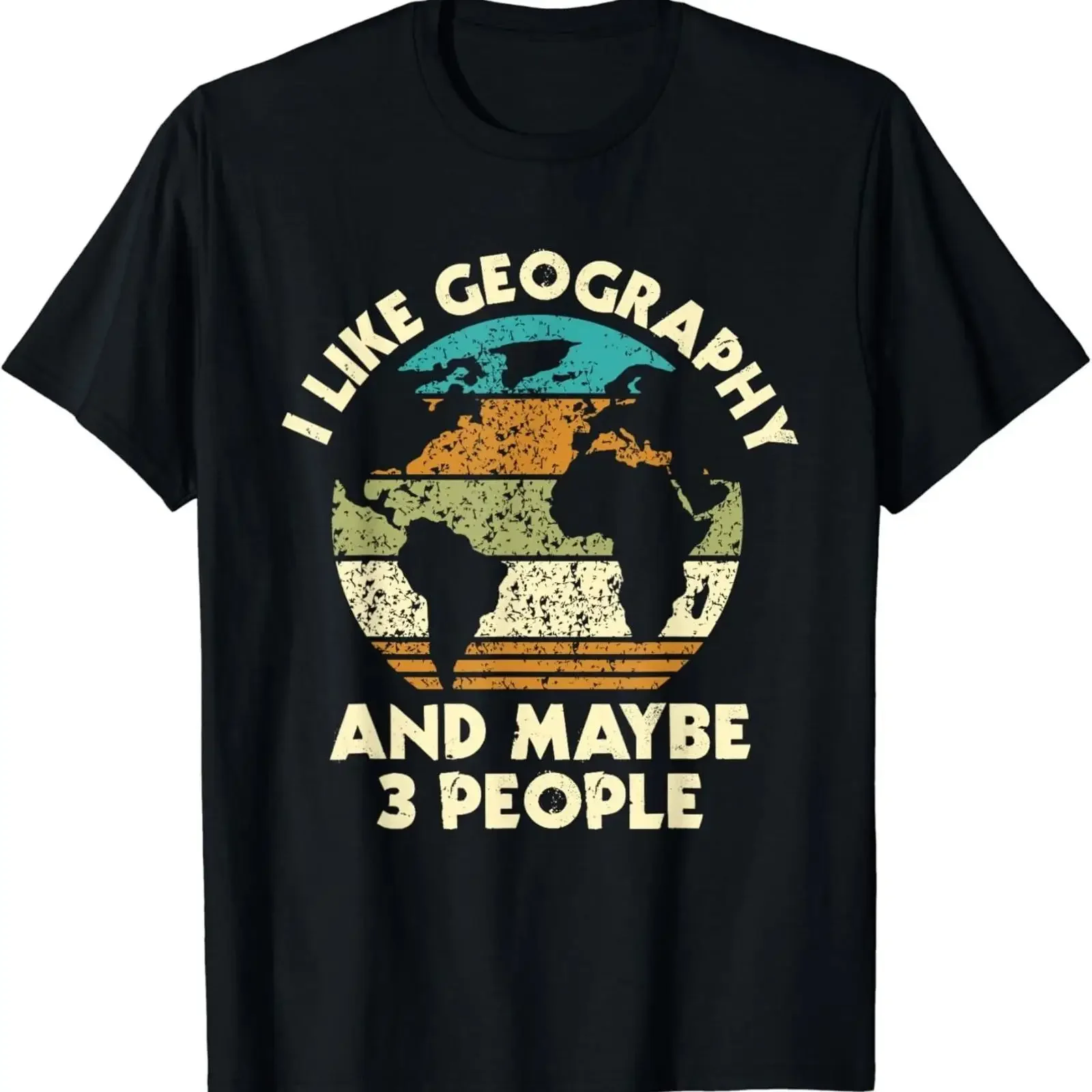 T-shirt « J'aime la géographie et peut-être 3 personnes » pour géographe et amateur de cartes, style vintage, délavé, confortable, doux, élégant, décontracté et polyvalent