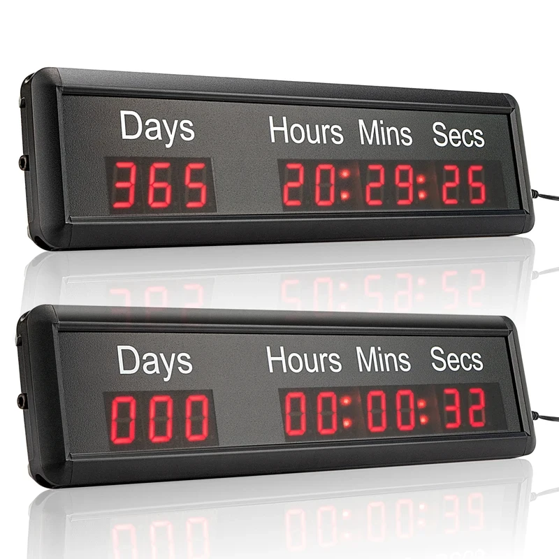 38*10CM LED Digital Clock 999-Day Electronic Countdown Digital Timer To Real Estate Project Completion Black Aluminum Alloy