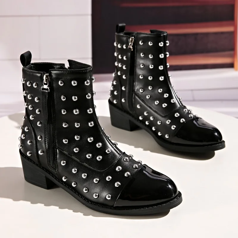 

Western Cowboy Boots 2025 Autumn New Arrival Slim-Fit Studded Short Boots for the Fashion-Forward