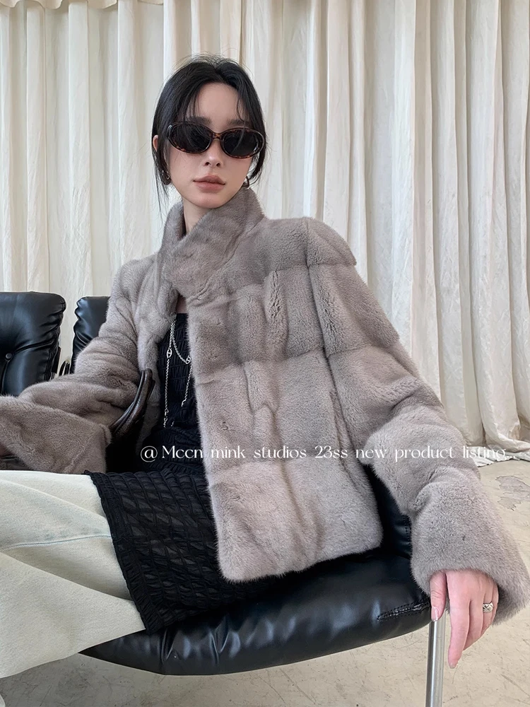 HDHOHR 2024 New Natural Mink Fur Coats For Women Real Mink Fur Coats OutwearPark With Fur High Quality Female Warm Winter Jacket