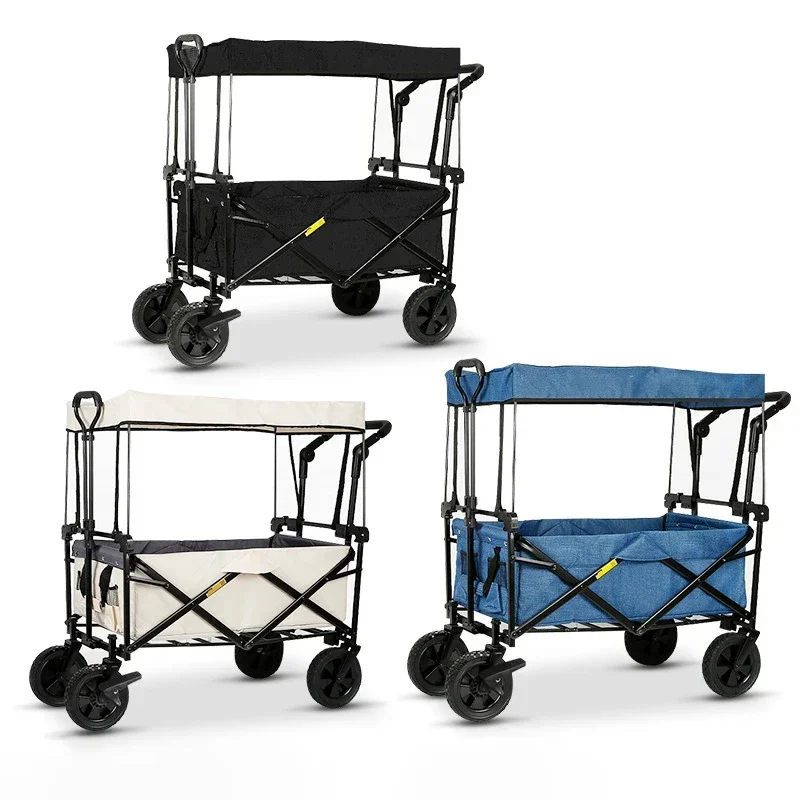 Outdoor Metallic Fold Up Heavy Duty Folding Utility Trolley Wagon For Kids