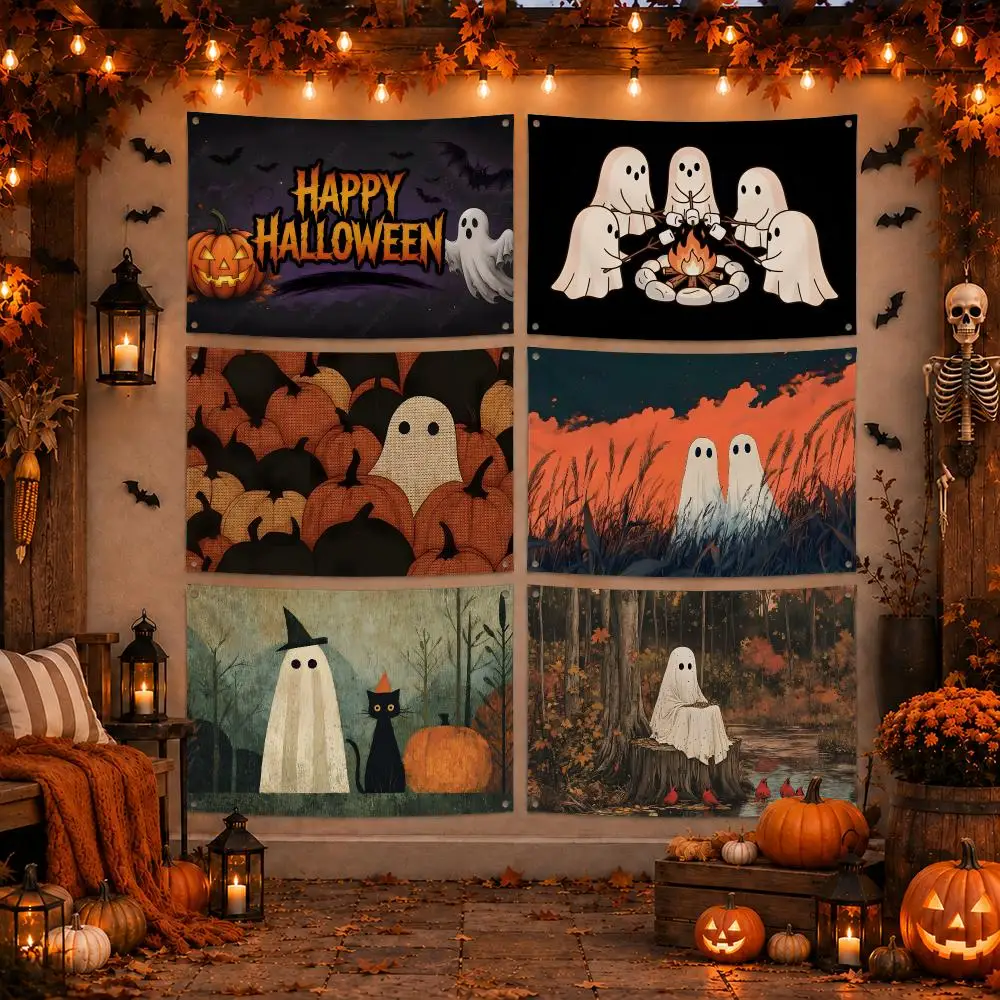 Halloween Ghost Field Flags Flag Soft skin-friendly Durable Tapestry Outdoor party Home living room bedroom Decoration