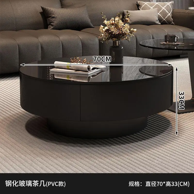 Chinese black glass coffee table Italian minimalist rock slab living room home light luxury