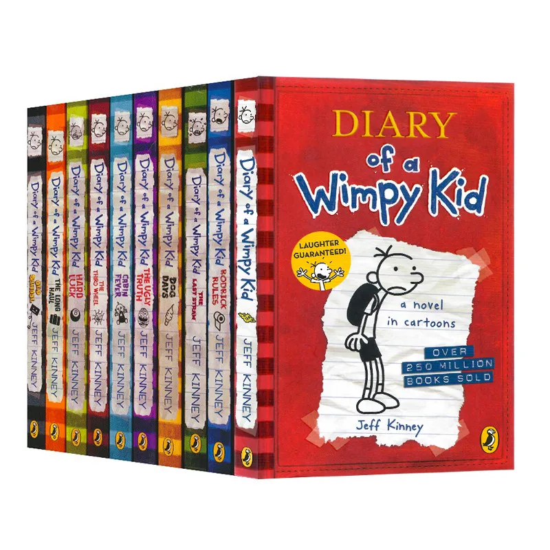 Diary of A Wimpy Kid Graphic Novels, Vol.1-10, English Editions, School Comedy Comics Children's Literature Book