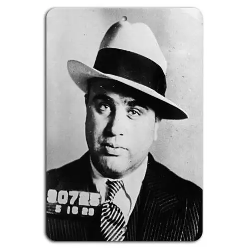 Al Capone Vintage Schwarz-Weiß Gangster Verhaftungsfoto Metallschild-Aluminium