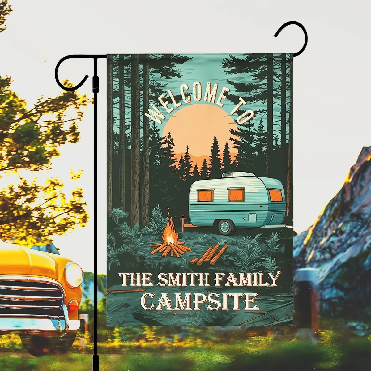 علم حديقة التخييم الشخصي مخصص مرحبًا بكم في موقع المخيم الخاص بنا علم Rv لساحة المنزل راية المنزل في الحديقة ترحيب Outdo FFI