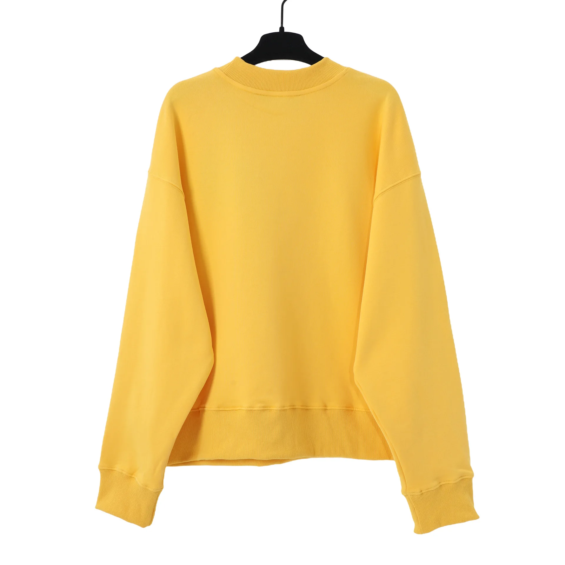 Trendy brand palm angels high gram weight men's and women's same yellow big mouth print crew neck sweater