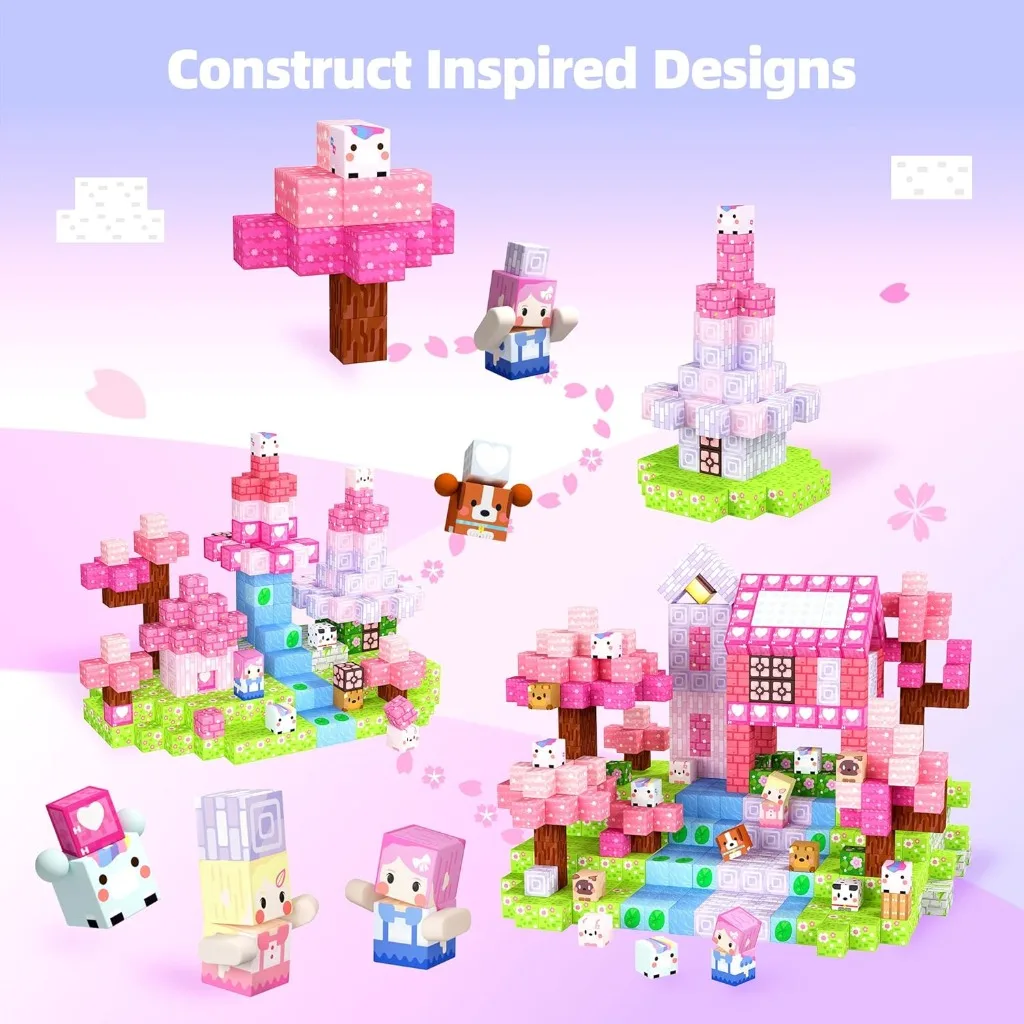 Magnetic Building Blocks Toy Mine World Magnet Princess Castle Blossom Cave Plant Zombies Cube Set Brick Cube Toys Boy Girl Gift