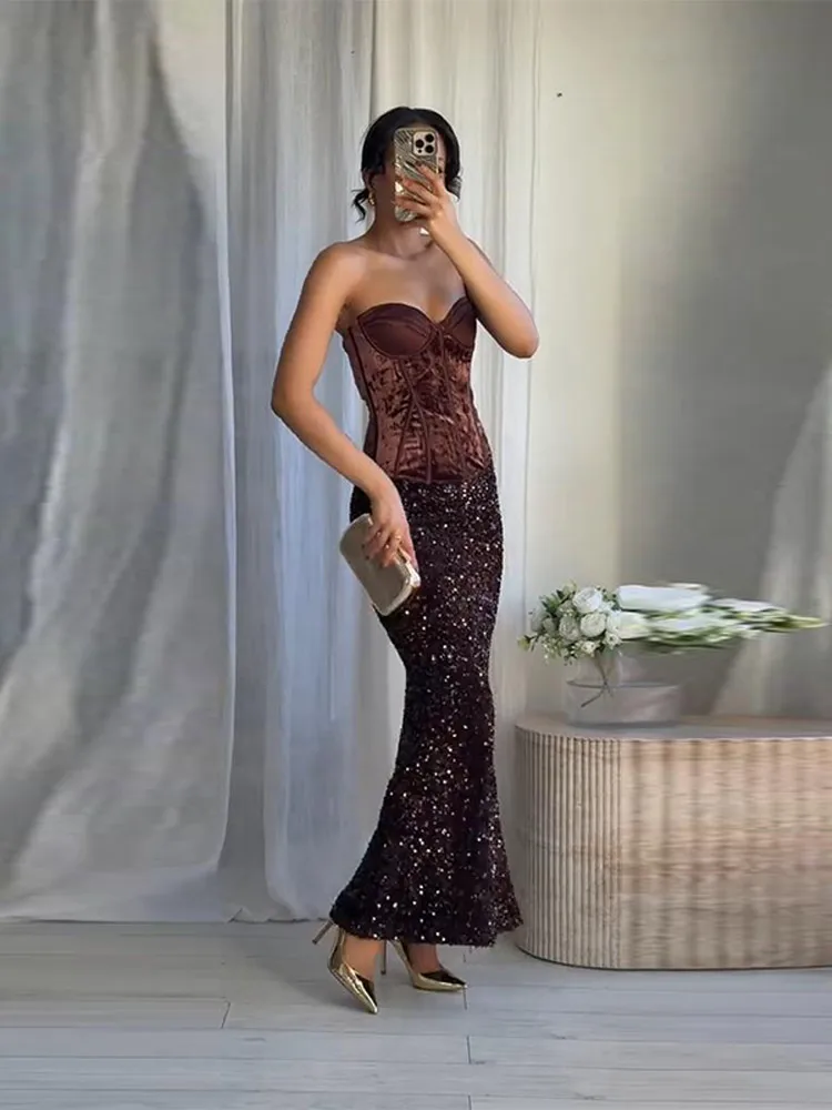 evening dress skirts Sl Fashions Women's 3/4-Sleeve Ombre Gown - Black/Silver main image 0
