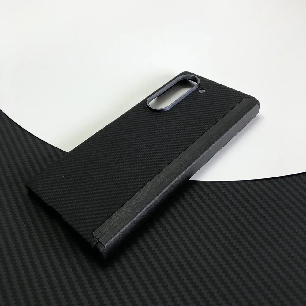 Phone black case for Samsung Galaxy Z Fold6 fold6 fold 6 Kevlar case Aramid Carbon Fibe case Magnetic Wireless charging 12-13