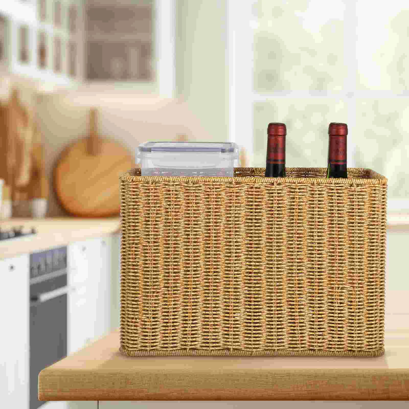 Magazine Newspaper Basket Woven Desktop Finishing Sundry Decorative Home Supplies Sundries Organizer Rack Storage Baskets