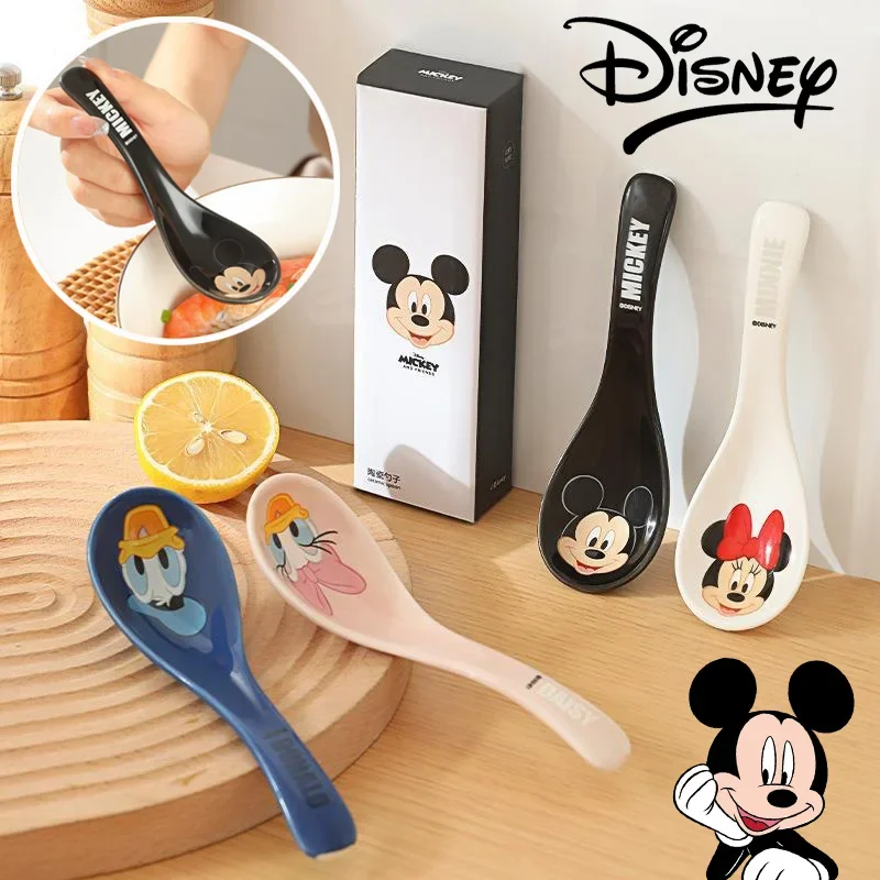 Disney Mickey Minnie Ceramic Spoon Cute Cartoon Tableware Soup Seasoning Creative Spoons Kitchen Cooking Utensil Tool Teaspoon