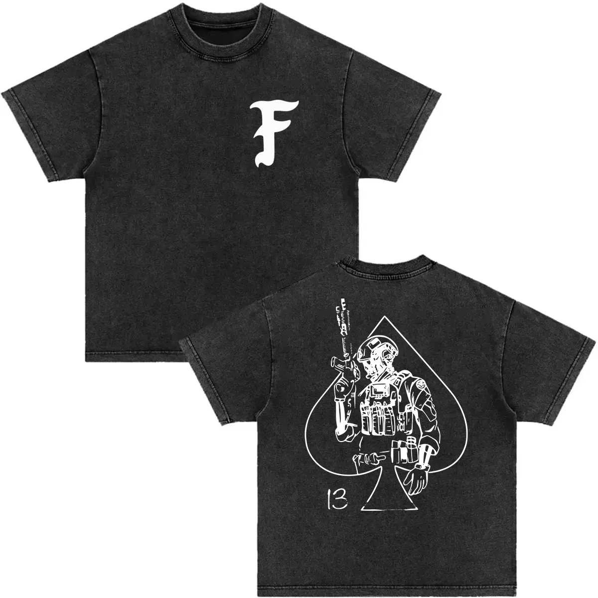 Vintage Washed Forward Observations Group Skeleton Graphic T Shirts Men's O-Neck Gothic Fashion Short Sleeve T-shirt Streetwear