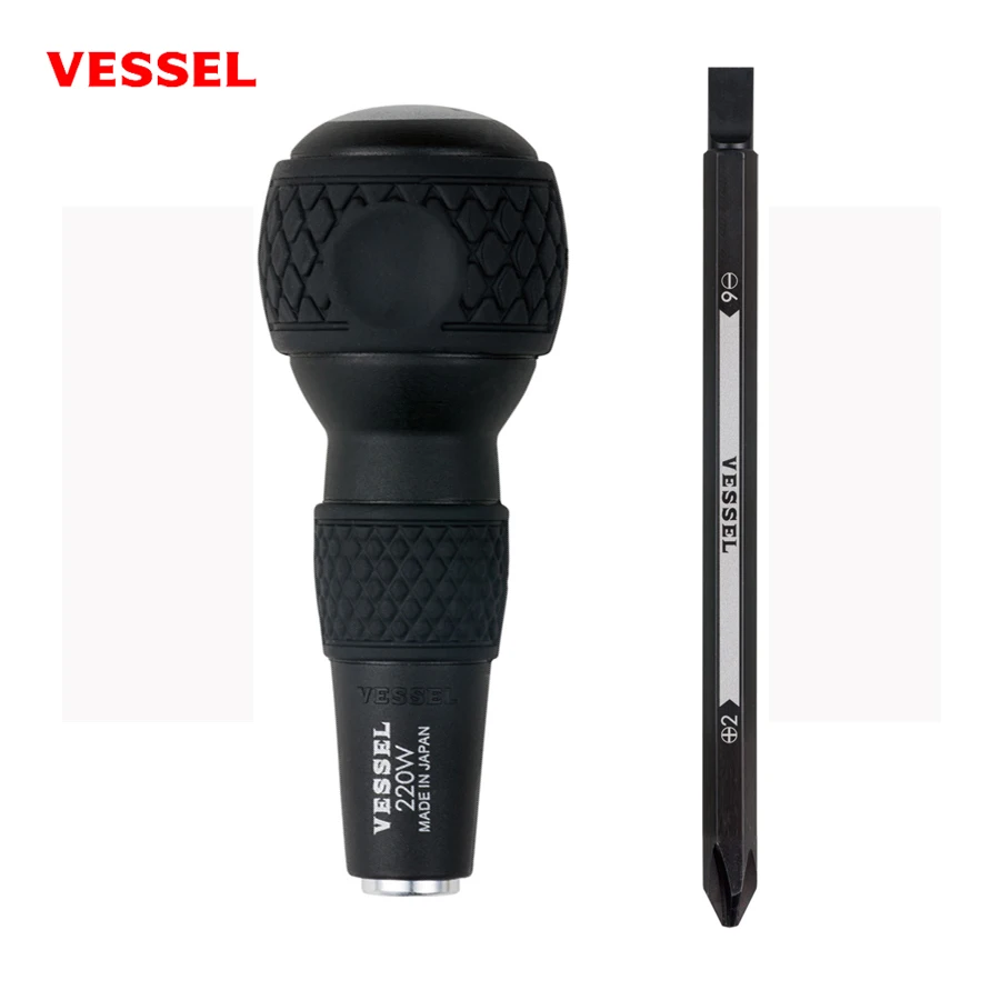 VESSEL Ball Grip Screwdriver Set with Replacement Bits Interchangeable Screwdriver Bit Japan Tools No.220W-62