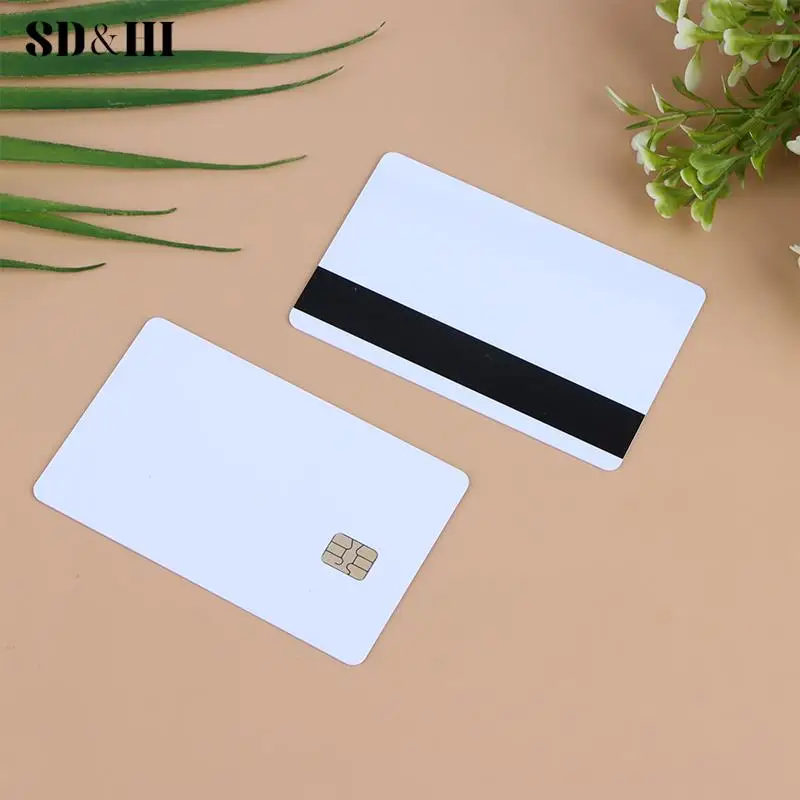 Smart Card em branco com tira magnética, Chip Sle4442, Hico 3 Track Inkjet PVC, Tipo de contato Composto IC Card, 5 Pcs