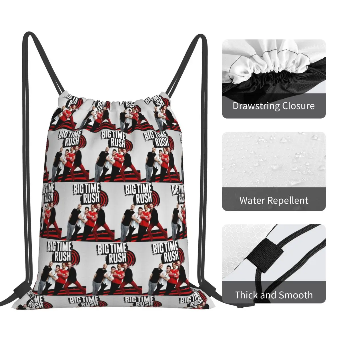 حقائب ظهر للموسيقى من Big Time Rush BTR Band كاجوال محمولة برباط وحقيبة أحذية وحقائب كتب لطلاب السفر