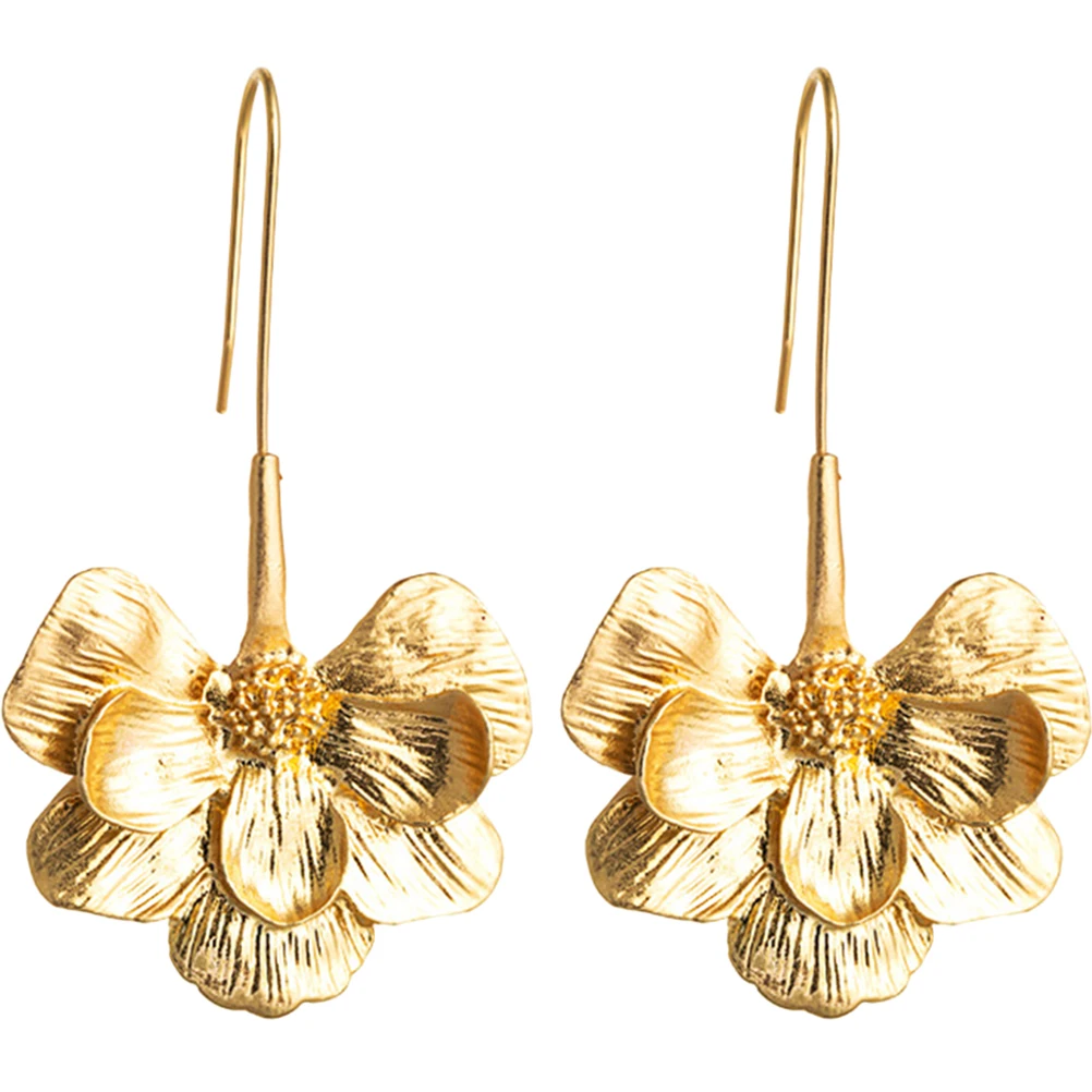 

Flower Earrings for Women Dangling Dangle Gold Wedding Alloy Floral Flowers Miss