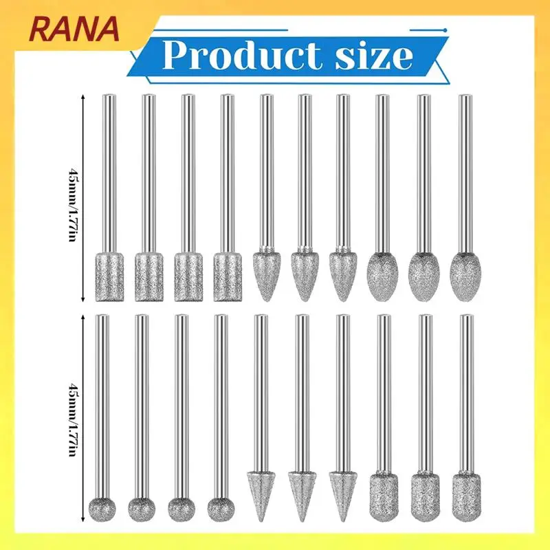 RANA Diamond Drill Grinding Bit Set 20 Pcs Stone Carving Tools Set For Carving, Engraving, Glass, Jewelry