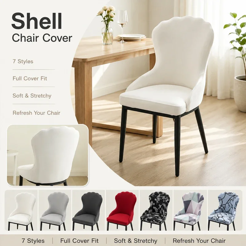 yesElastic Stretch Armrest Dining Chair Cover Printed Removable  Curved Chair Slipcover Household Dining Furniture Protector