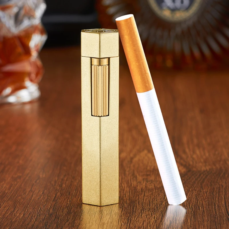 Brand New Handmade Vintage Hexagonal Groove Antique Grinding Wheel Lighter, Personalized Brass, Antique Silver Lighter
