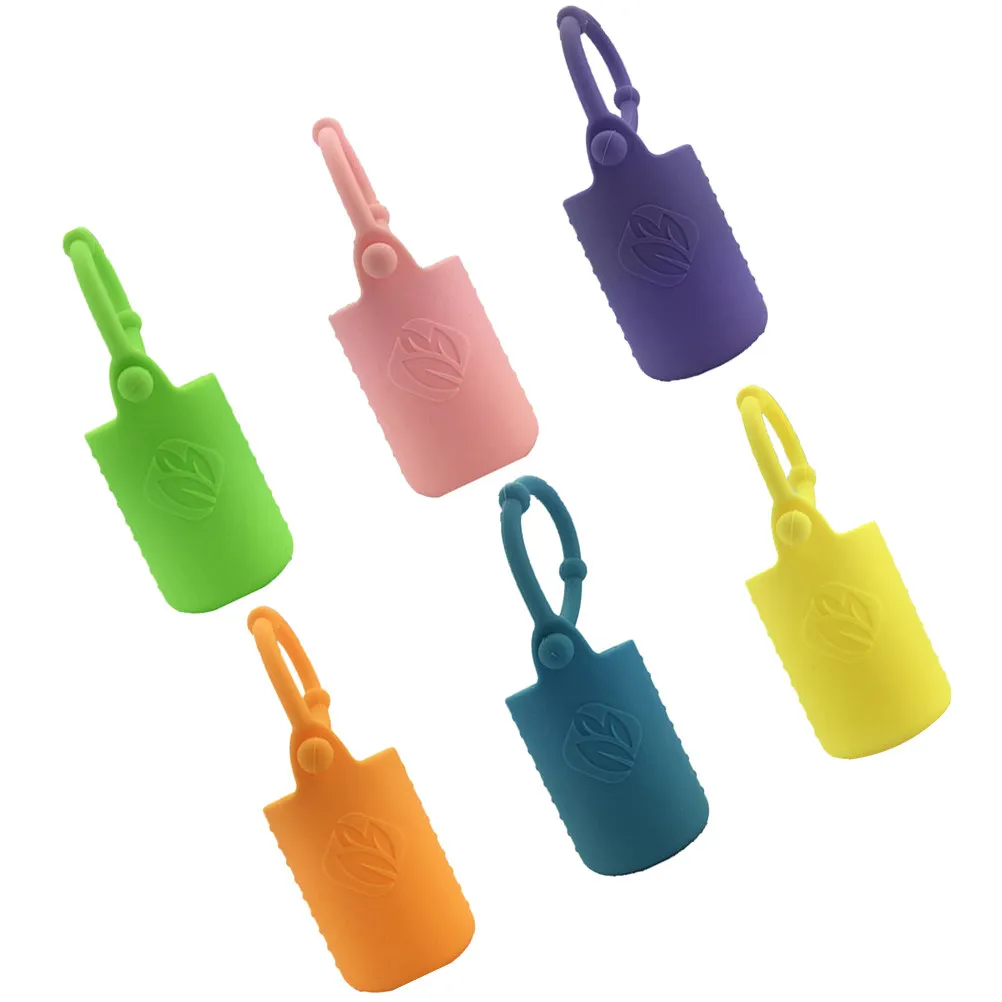 6Pcs Silicone Essential Oil Bottle Sleeve Set 15Ml Roller Bottle Cover Bendable Buckle Strap for Purse Belt Costume Protective