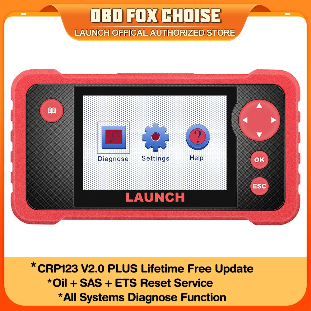 LAUNCH CRP123 V2.0 Plus Car All Systems Diagnostic Tools Oil/ETS/SAS Service OBD2 Scanner Full code reader Lifetime Free Update