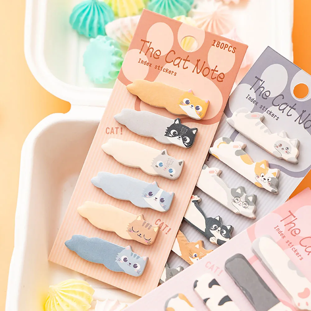 1 Set/180pcs Stationery DIY Leisure Cat Series Cute Paper Memo Pad Sticker Post Sticky Notes Notepad School Office Supplies