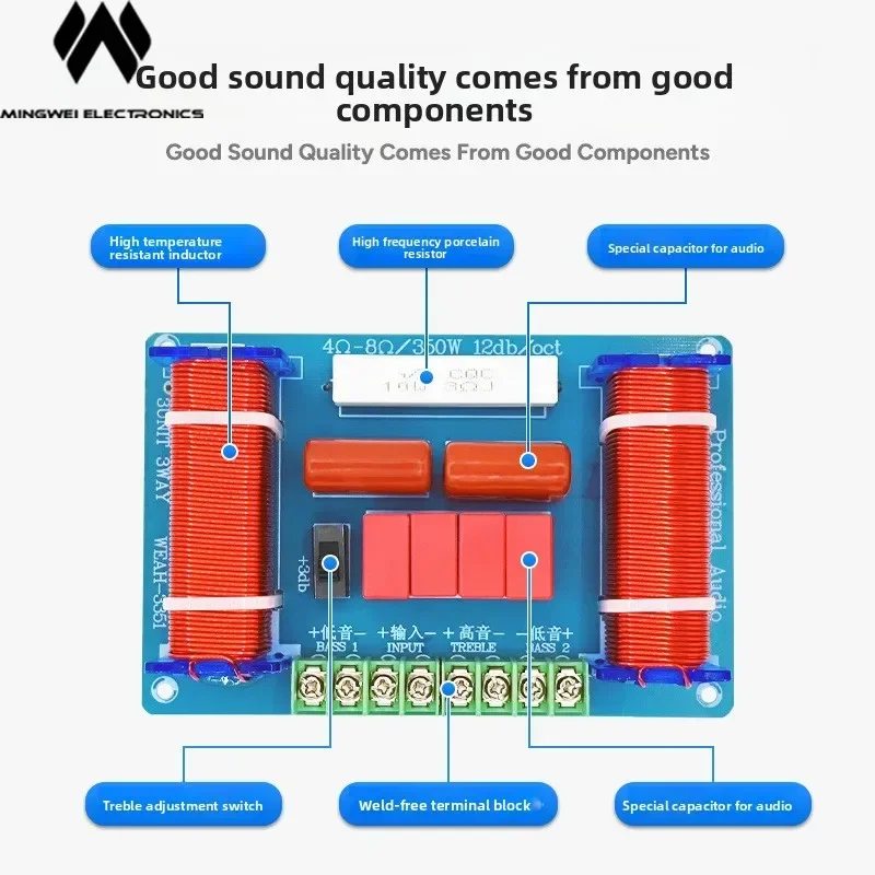 MW Audio Professional 3 Way Speaker Crossover 350W High Power Adjustable 2 Pcs